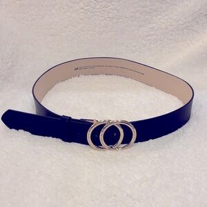 H&M Black Belt with double Silver Rings
